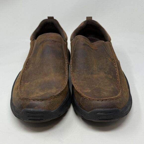 Skechers Expended Seveno Shoes Mens 12 Brown Leather Slip On Casual Loafers main image 14